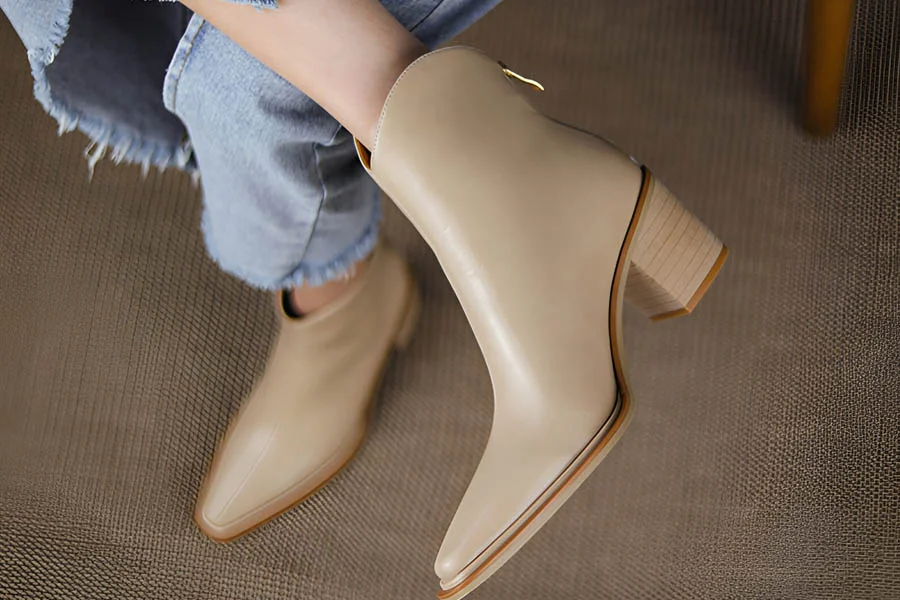 Leather Ankle Boots with Heels